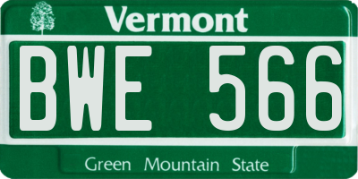VT license plate BWE566