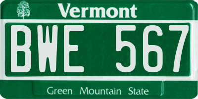 VT license plate BWE567