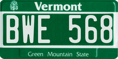 VT license plate BWE568