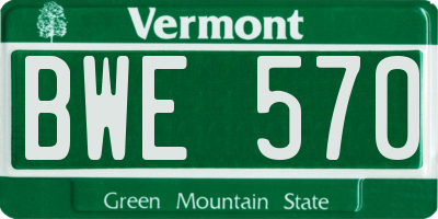 VT license plate BWE570