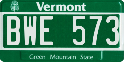 VT license plate BWE573