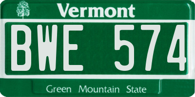 VT license plate BWE574