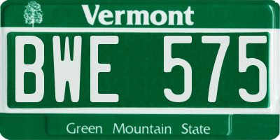 VT license plate BWE575