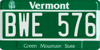 VT license plate BWE576
