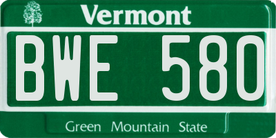 VT license plate BWE580
