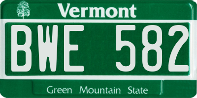 VT license plate BWE582