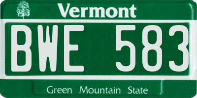 VT license plate BWE583