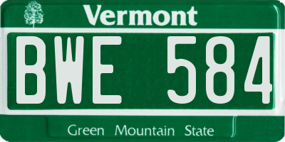 VT license plate BWE584