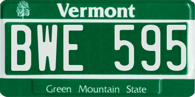 VT license plate BWE595