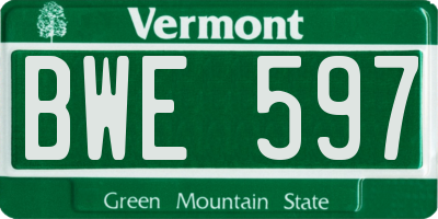 VT license plate BWE597