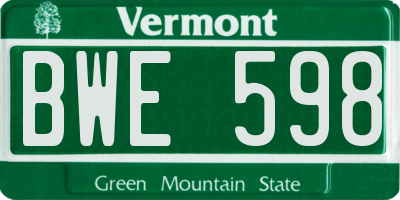 VT license plate BWE598