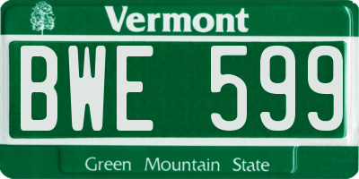 VT license plate BWE599