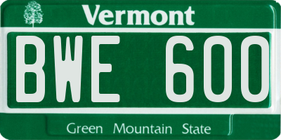 VT license plate BWE600
