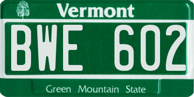VT license plate BWE602