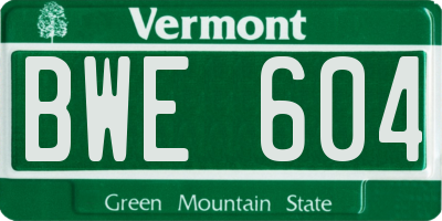 VT license plate BWE604