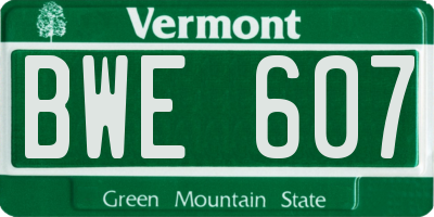 VT license plate BWE607