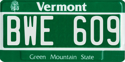 VT license plate BWE609