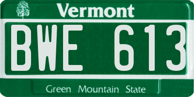 VT license plate BWE613