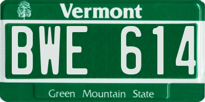 VT license plate BWE614