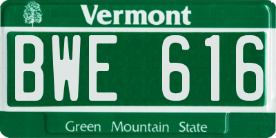 VT license plate BWE616