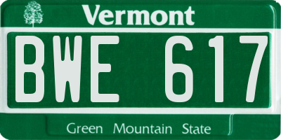 VT license plate BWE617
