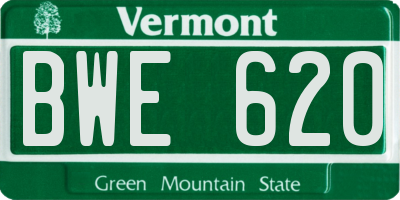 VT license plate BWE620