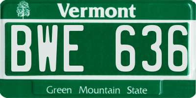 VT license plate BWE636