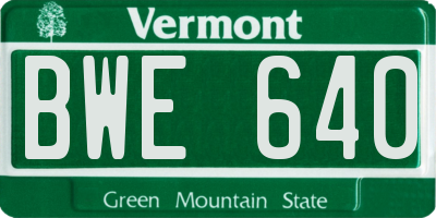 VT license plate BWE640