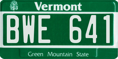 VT license plate BWE641