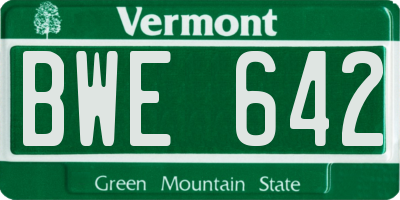 VT license plate BWE642