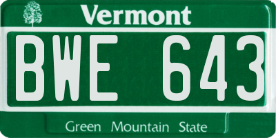 VT license plate BWE643