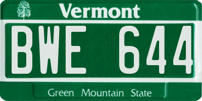 VT license plate BWE644