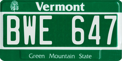 VT license plate BWE647