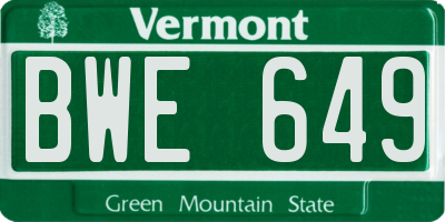 VT license plate BWE649