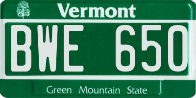 VT license plate BWE650