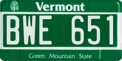 VT license plate BWE651
