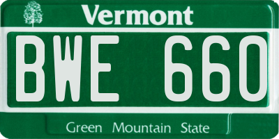 VT license plate BWE660