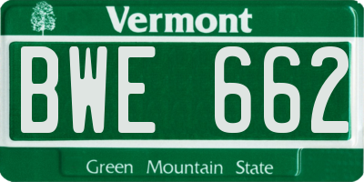 VT license plate BWE662