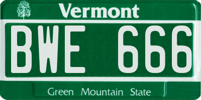 VT license plate BWE666