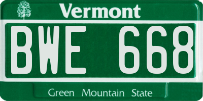 VT license plate BWE668