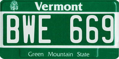 VT license plate BWE669