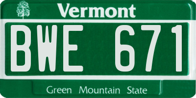VT license plate BWE671