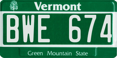 VT license plate BWE674