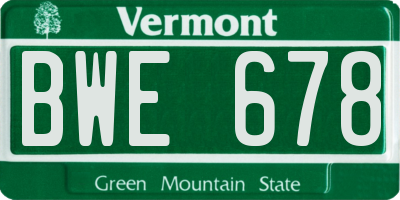 VT license plate BWE678