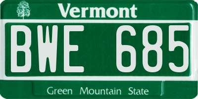 VT license plate BWE685