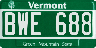 VT license plate BWE688