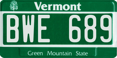 VT license plate BWE689