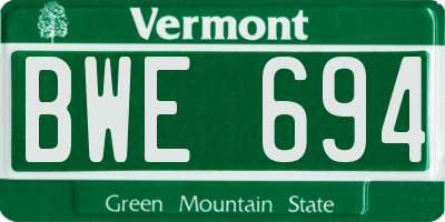 VT license plate BWE694