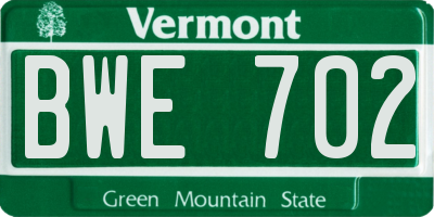 VT license plate BWE702
