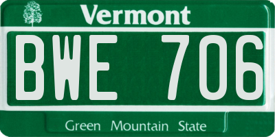VT license plate BWE706